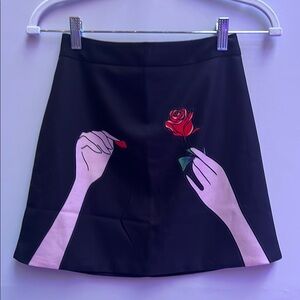 Black and Red Mini A-Line Skirt for Cocktail
